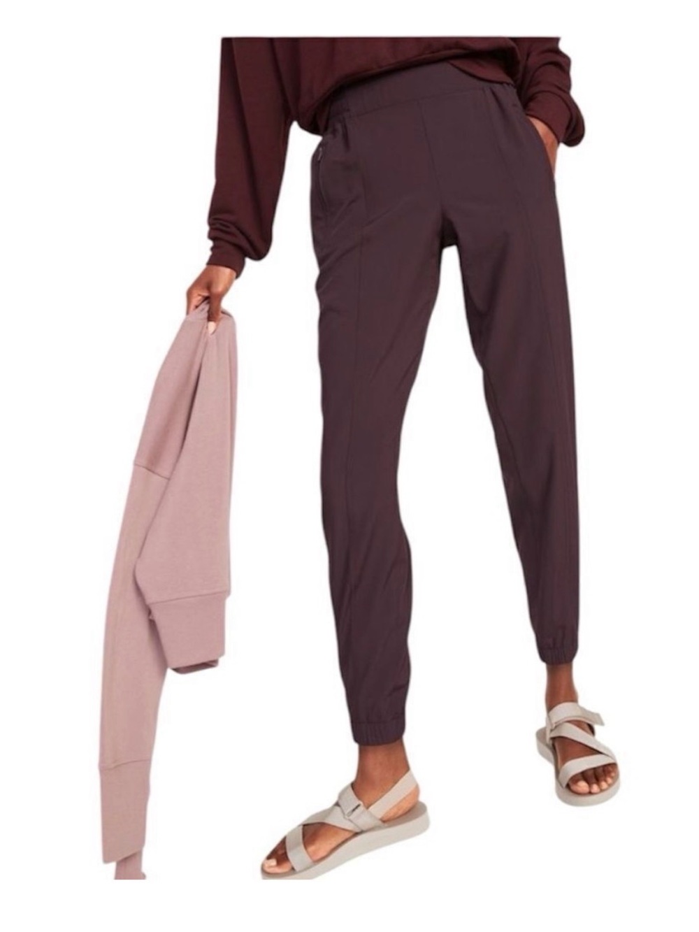 Old Navy Women's StretchTech Jogger Pants. Color Dark Plum. Size large.  NWT.